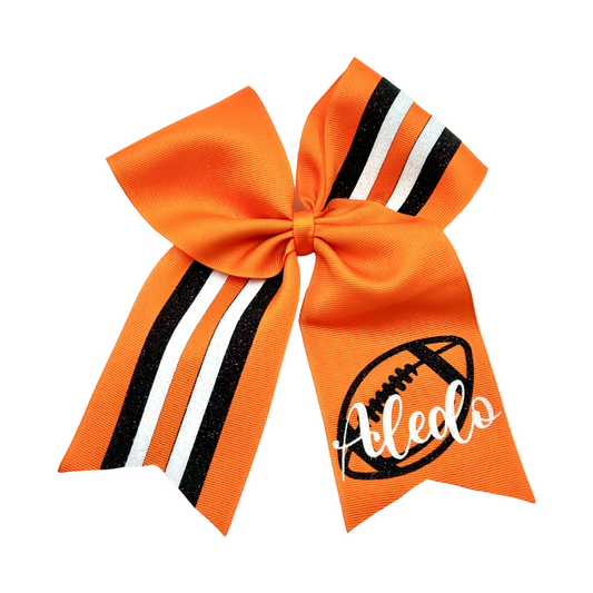 Orange Striped Aledo Football Bow