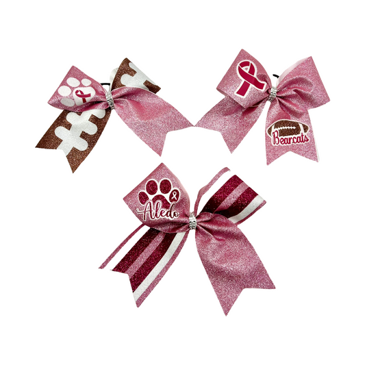 Glitter Pink Out Cheer Hair Bow- Aledo