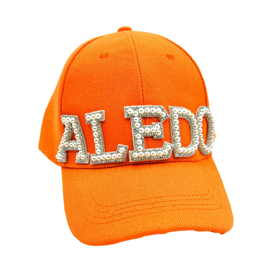 Pearl and Rhinestone Aledo Baseball Cap- Orange Classic Cap