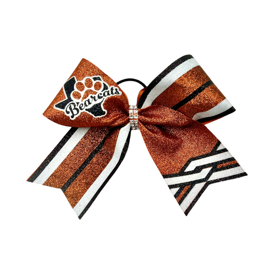 Aledo Texas Bearcats Orange Full Glitter Cheer Bow