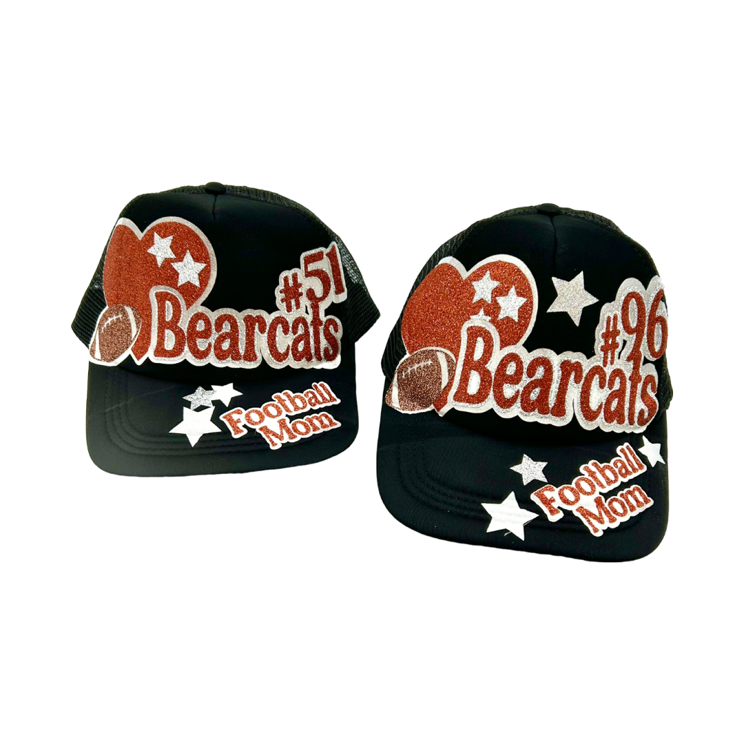 Aledo Glitter Football Number Trucker Hat