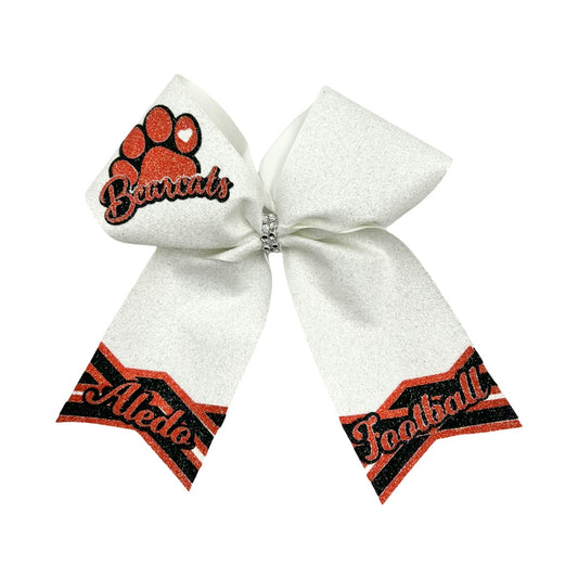 White Full Glitter Bearcat Cheer Hair Bow