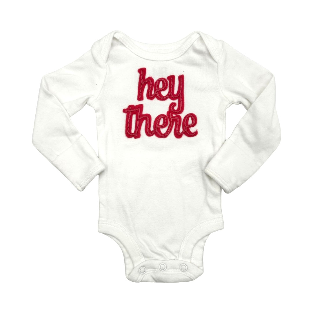 Custom Hand Embroidered Onesie- Hey There