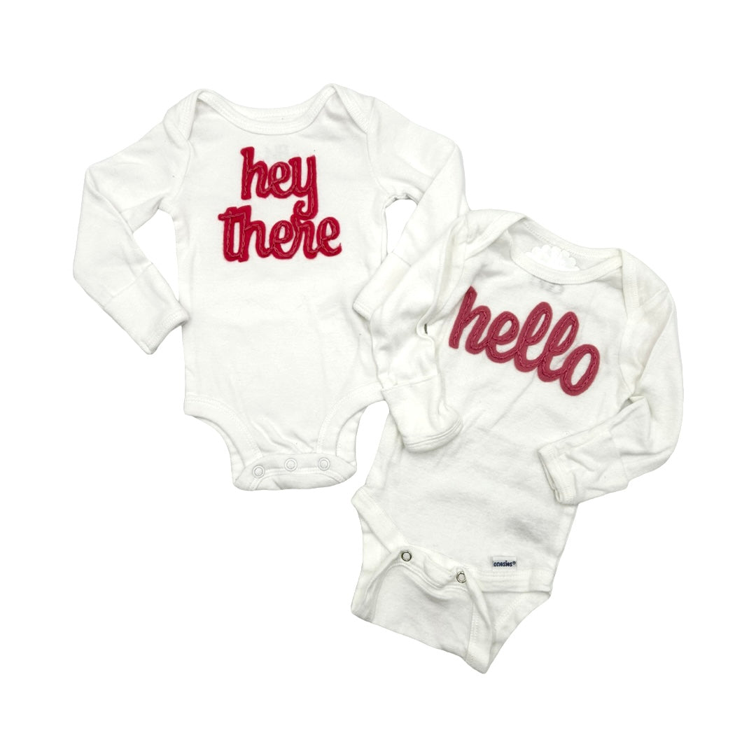 Custom Hand Embroidered Onesie- Hey There