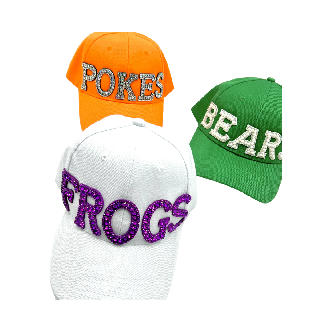 Purple Rhinestone Frogs Baseball Cap- White Classic Cap