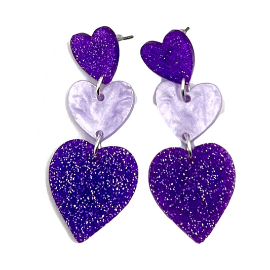 Purple and Lavender Heart Earrings