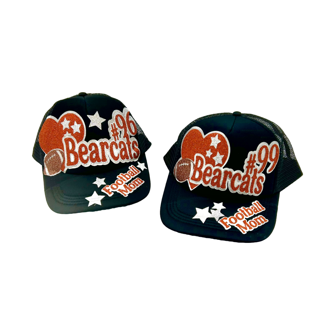 Aledo Glitter Football Number Trucker Hat