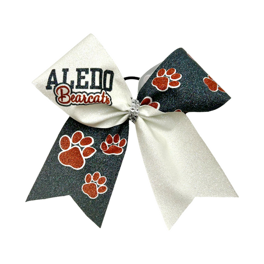 Aledo Pawprint Full Glitter Cheer Bow