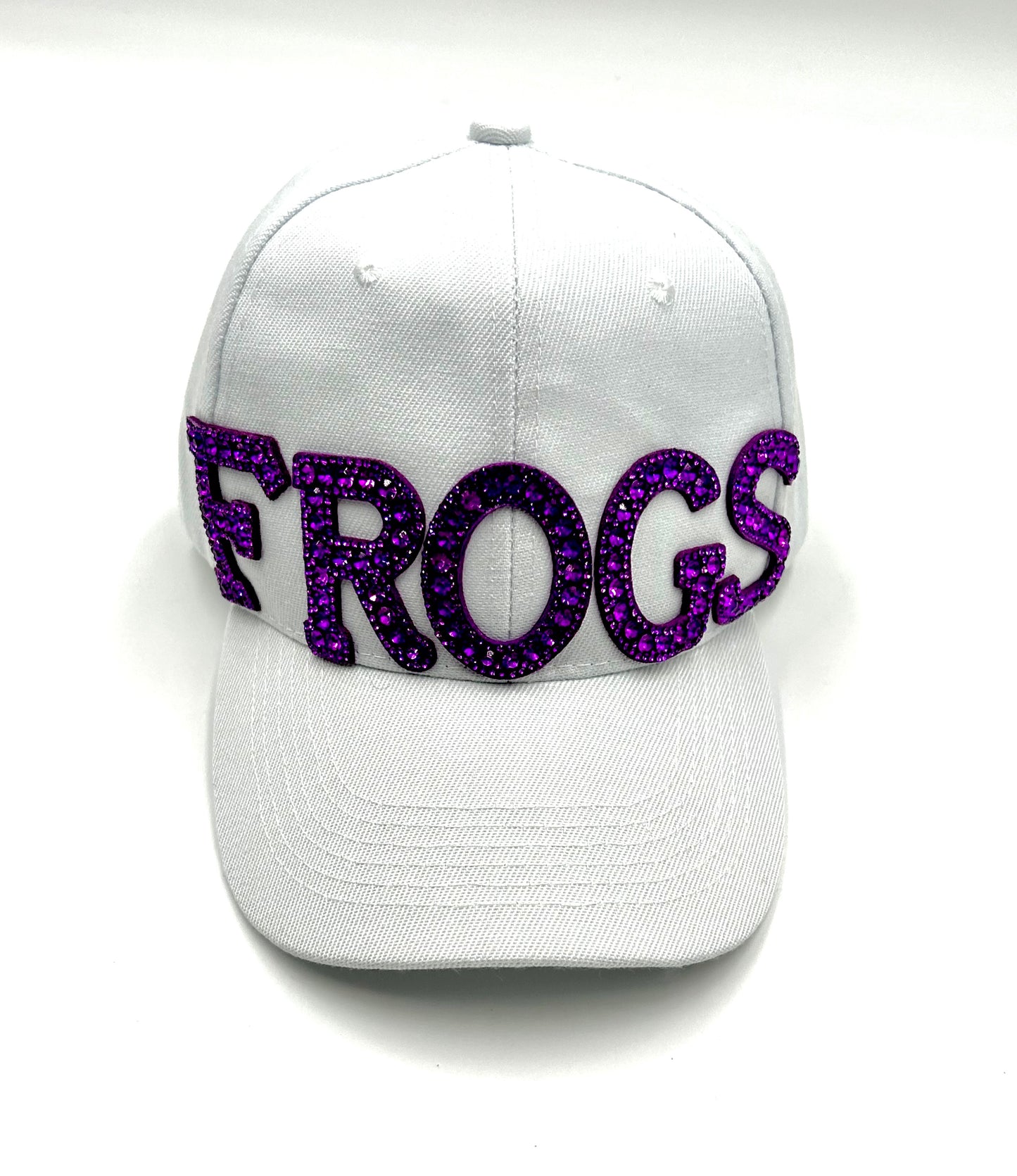 Purple Rhinestone Frogs Baseball Cap- White Classic Cap