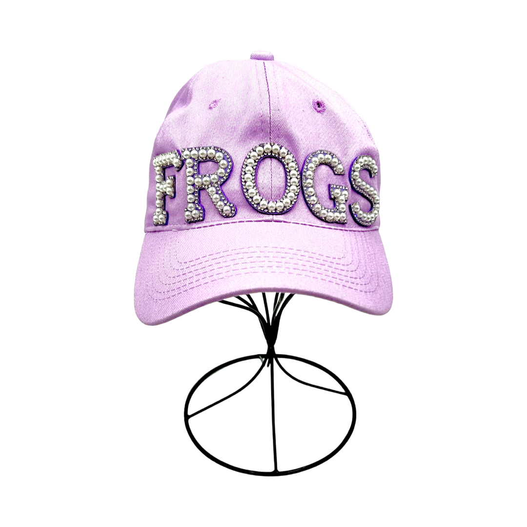 Pearl and Rhinestone Frogs Baseball Cap- Lavender Dad Cap