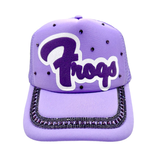 Rhinestone and Puff Vinyl Hat- TCU Frogs Lavender Trucker Hat