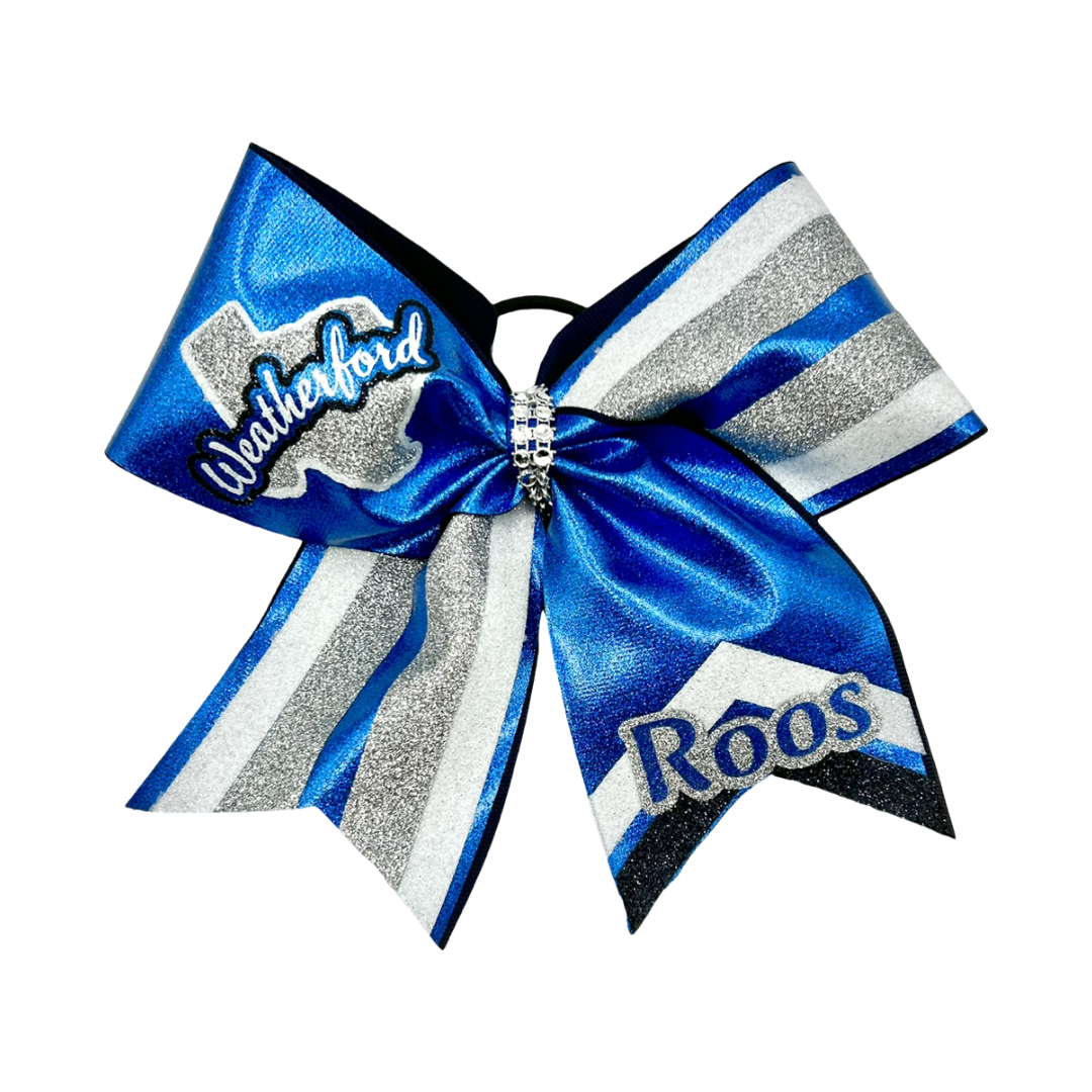 Weatherford Hair Bow- Blue Glitter