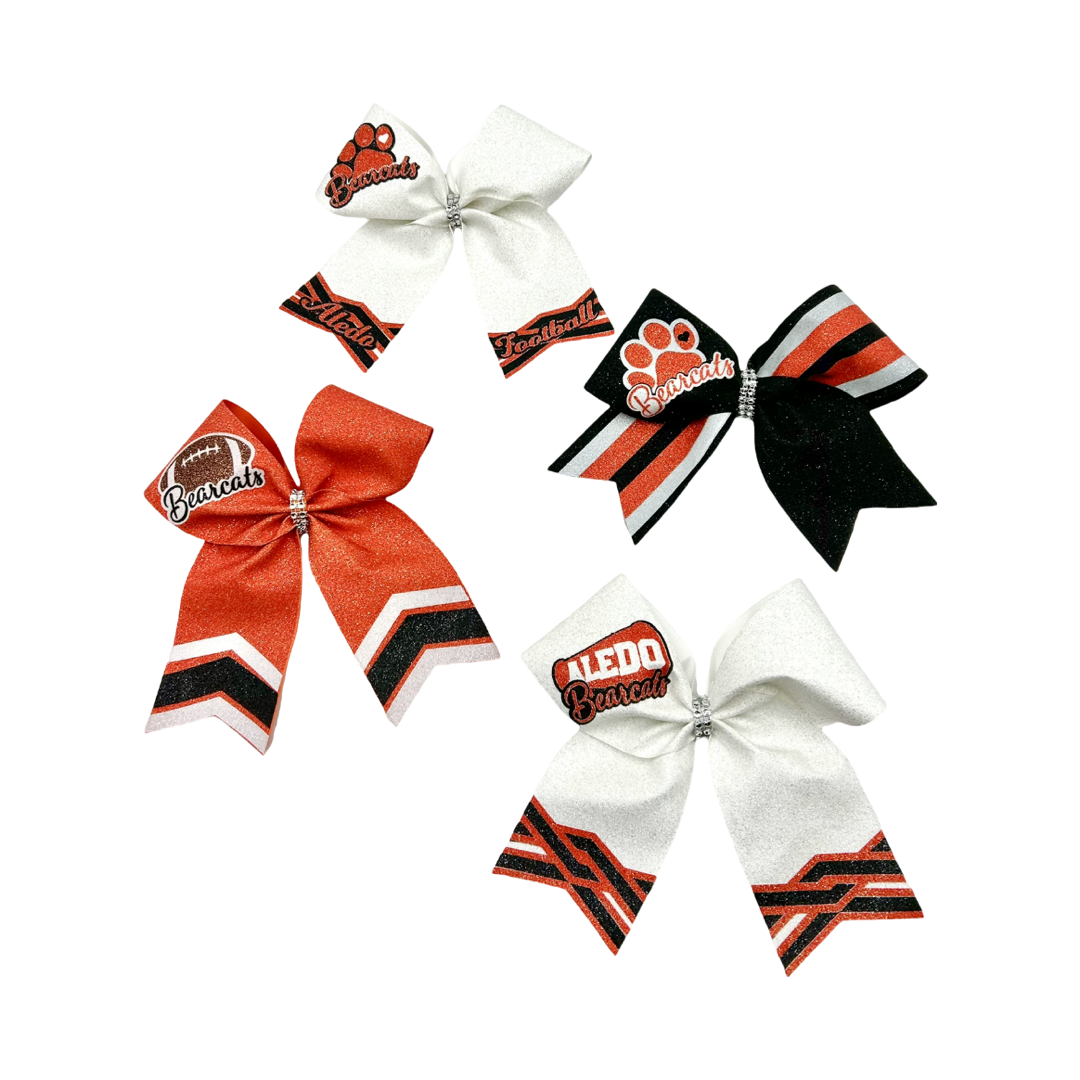 Orange Full Glitter Bearcats Football Hair Bow