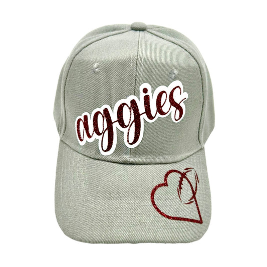 Glitter Vinyl Hat- Aggies Hat Gray