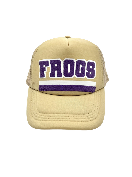 TCU Frogs Tan Layered Stripe Vinyl Trucker Hat