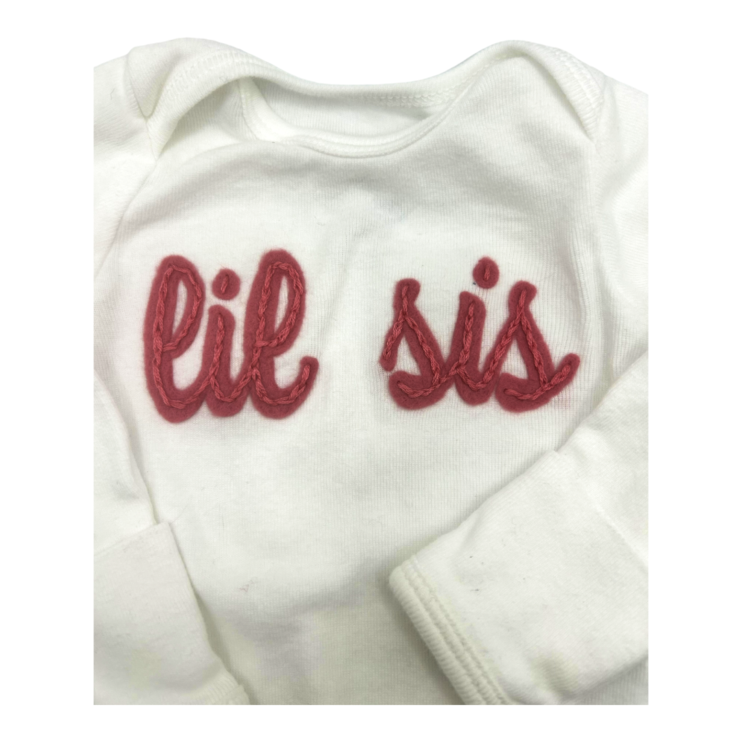 Custom Hand Embroidered Onesie- Lil Sis