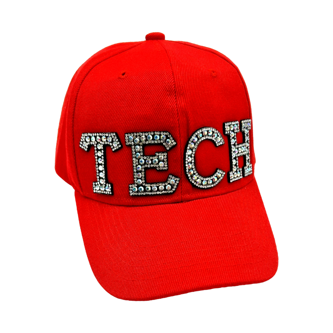 Tech Black Rhinestone Baseball Cap- Red Classic Cap