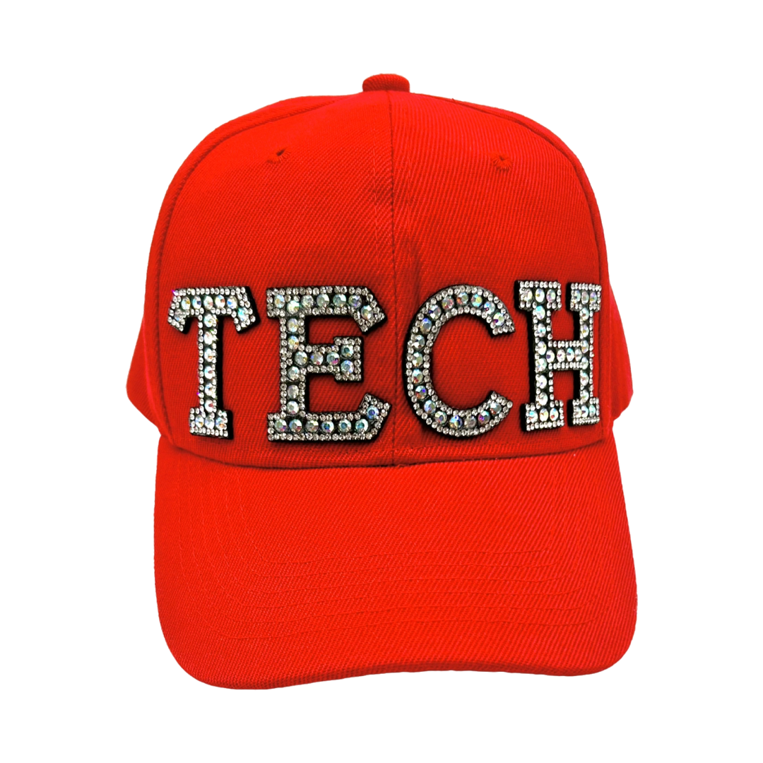 Tech Black Rhinestone Baseball Cap- Red Classic Cap