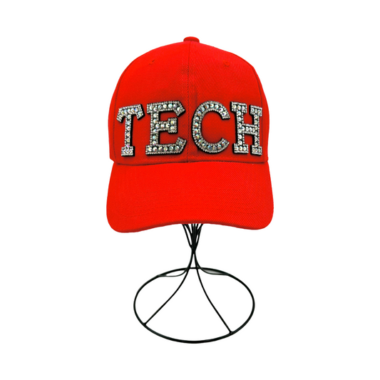 Tech Black Rhinestone Baseball Cap- Red Classic Cap