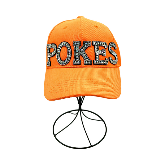 Black Rhinestone Letter Oklahoma Pokes Baseball Cap- Orange Classic Cap