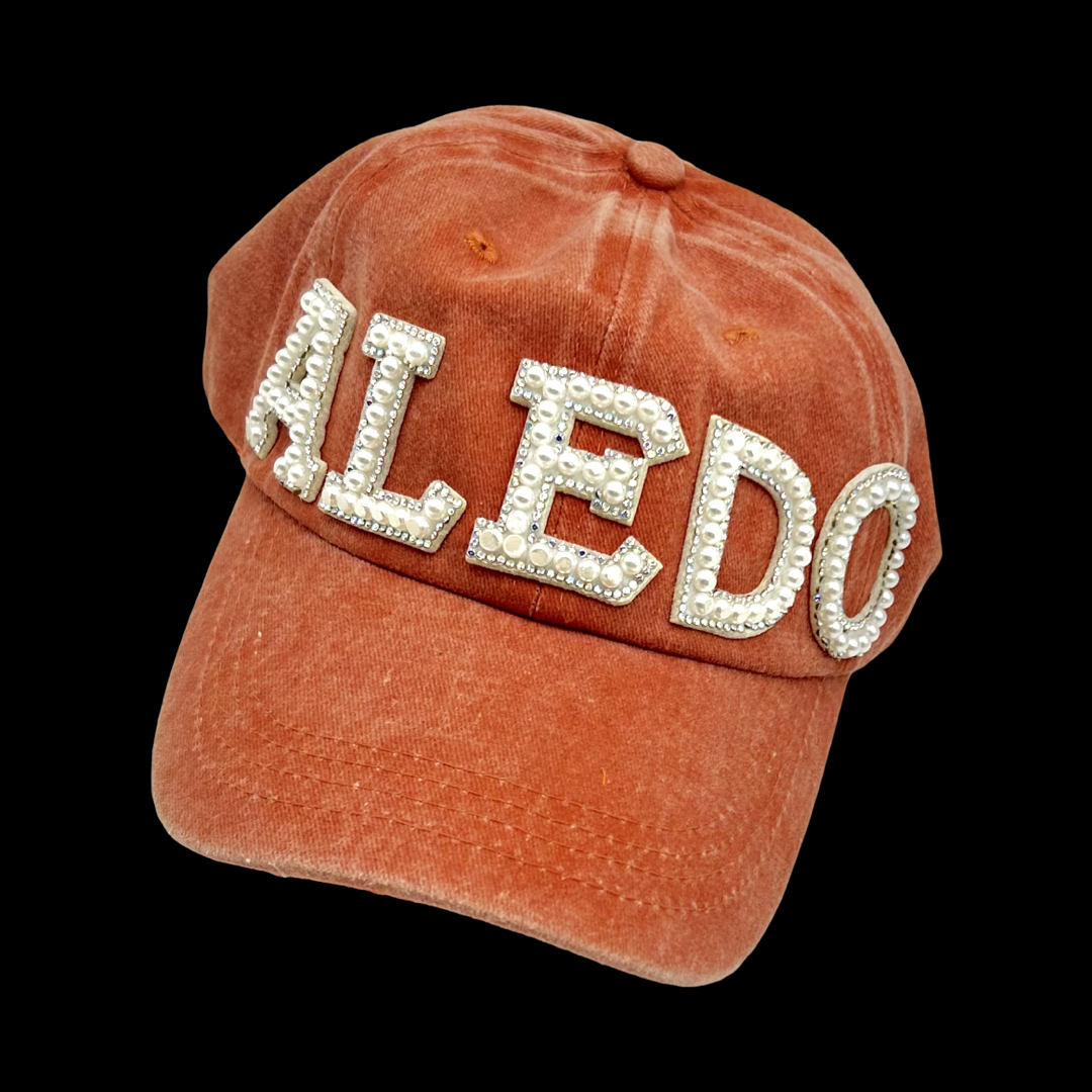 Pearl and Rhinestone Aledo Baseball Cap- Orange Classic Cap