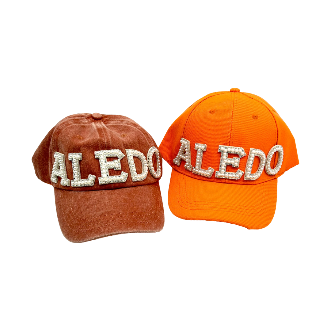 Pearl and Rhinestone Aledo Baseball Cap- Orange Classic Cap