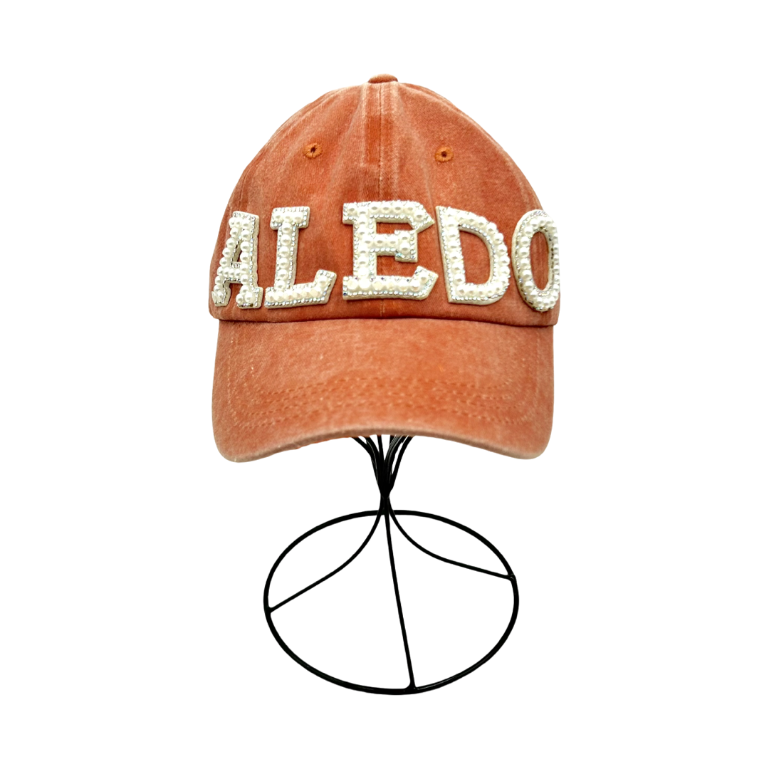 Pearl and Rhinestone Aledo Baseball Cap- Orange Classic Cap