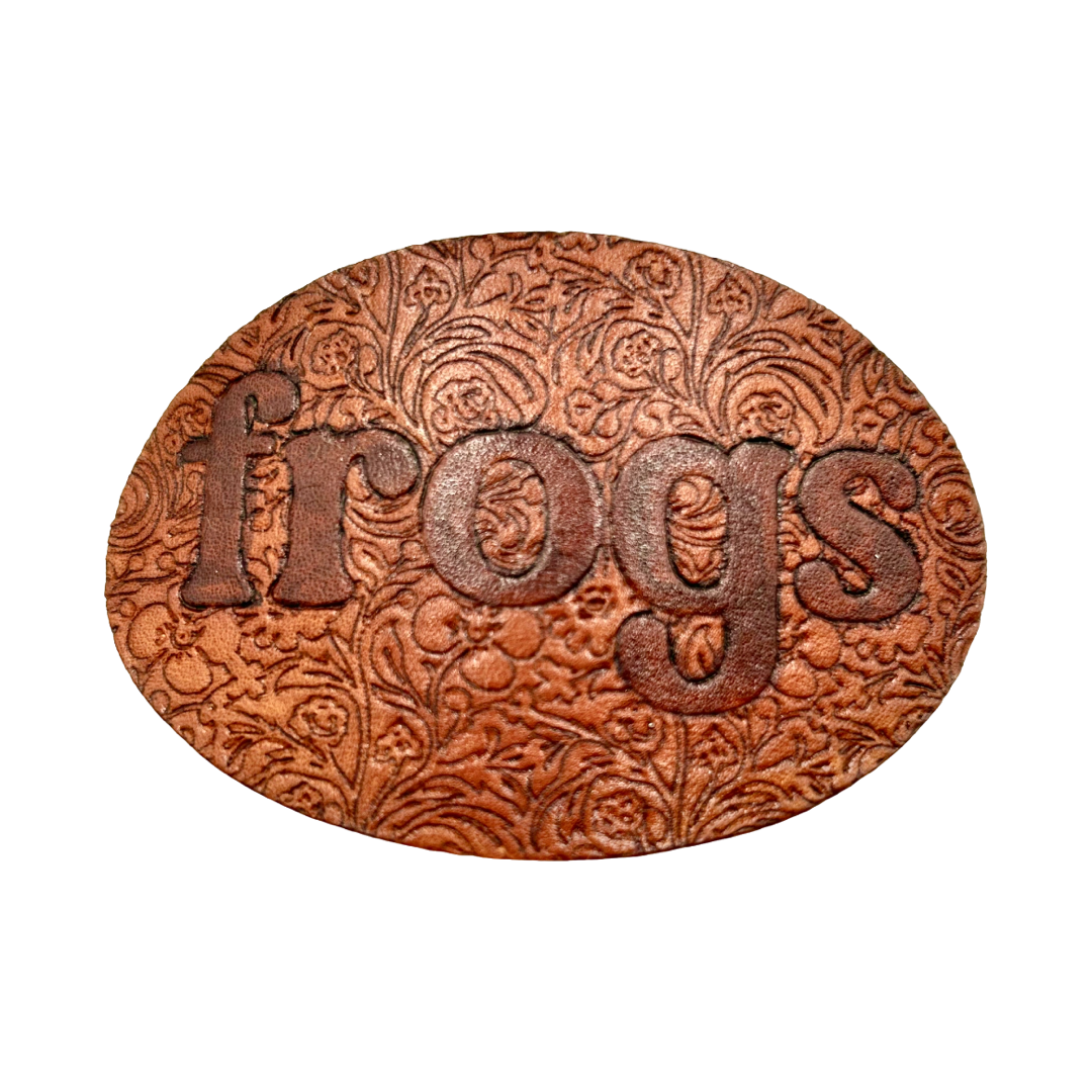 Engraved Leather Hair Clip- Frogs Block