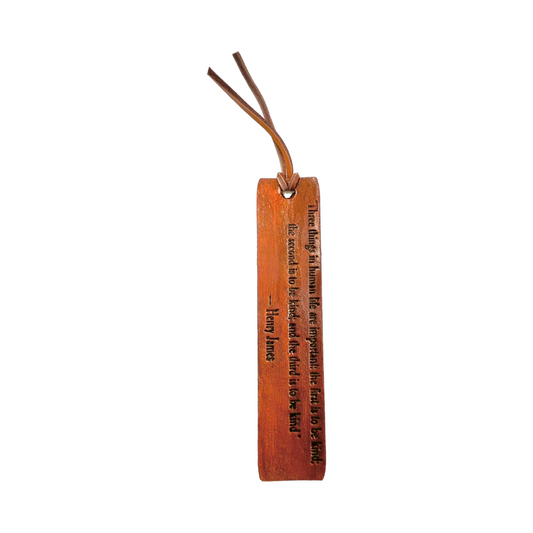 Genuine Leather Bookmark- Henry James Quote