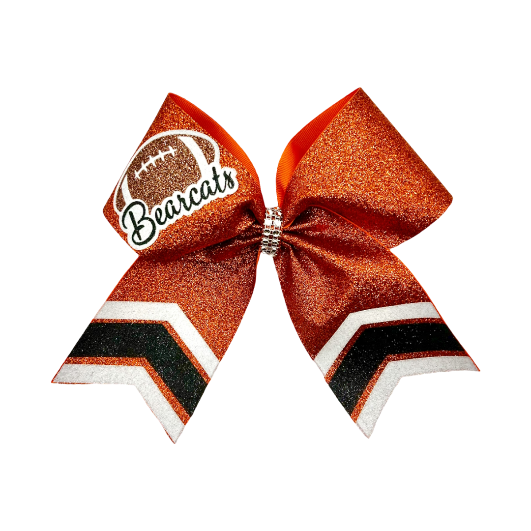 Orange Full Glitter Bearcats Football Hair Bow