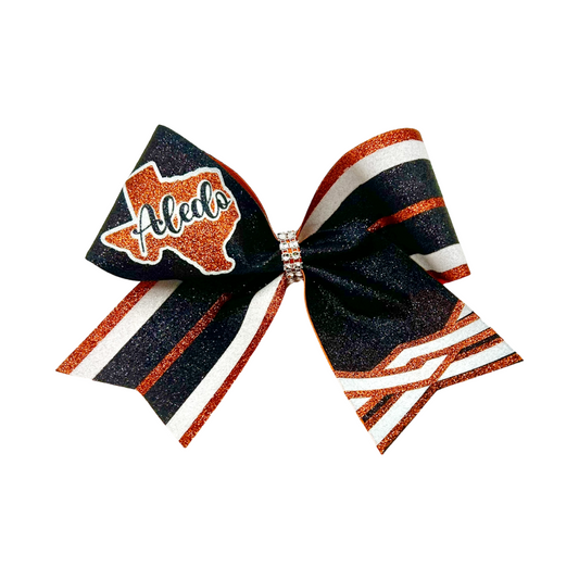 Aledo Texas Full Glitter Black Cheer Bow