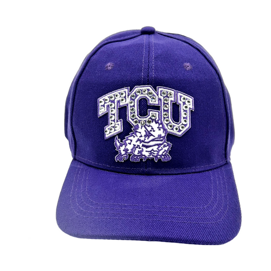 Rhinestone TCU Patch Hat- Purple TCU Hat