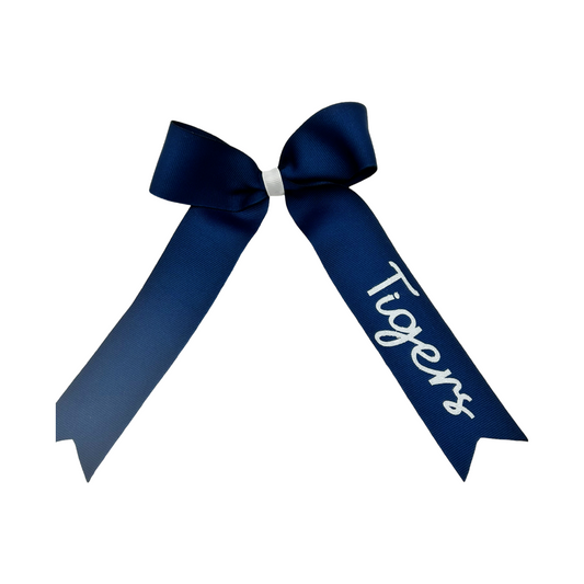 Tanglewood Navy Tigers College Style Cheer Bow