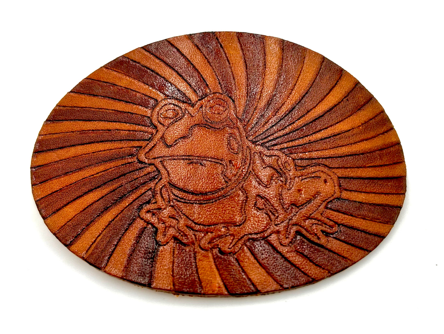 Engraved Leather Hair Clip- Hypnotoad