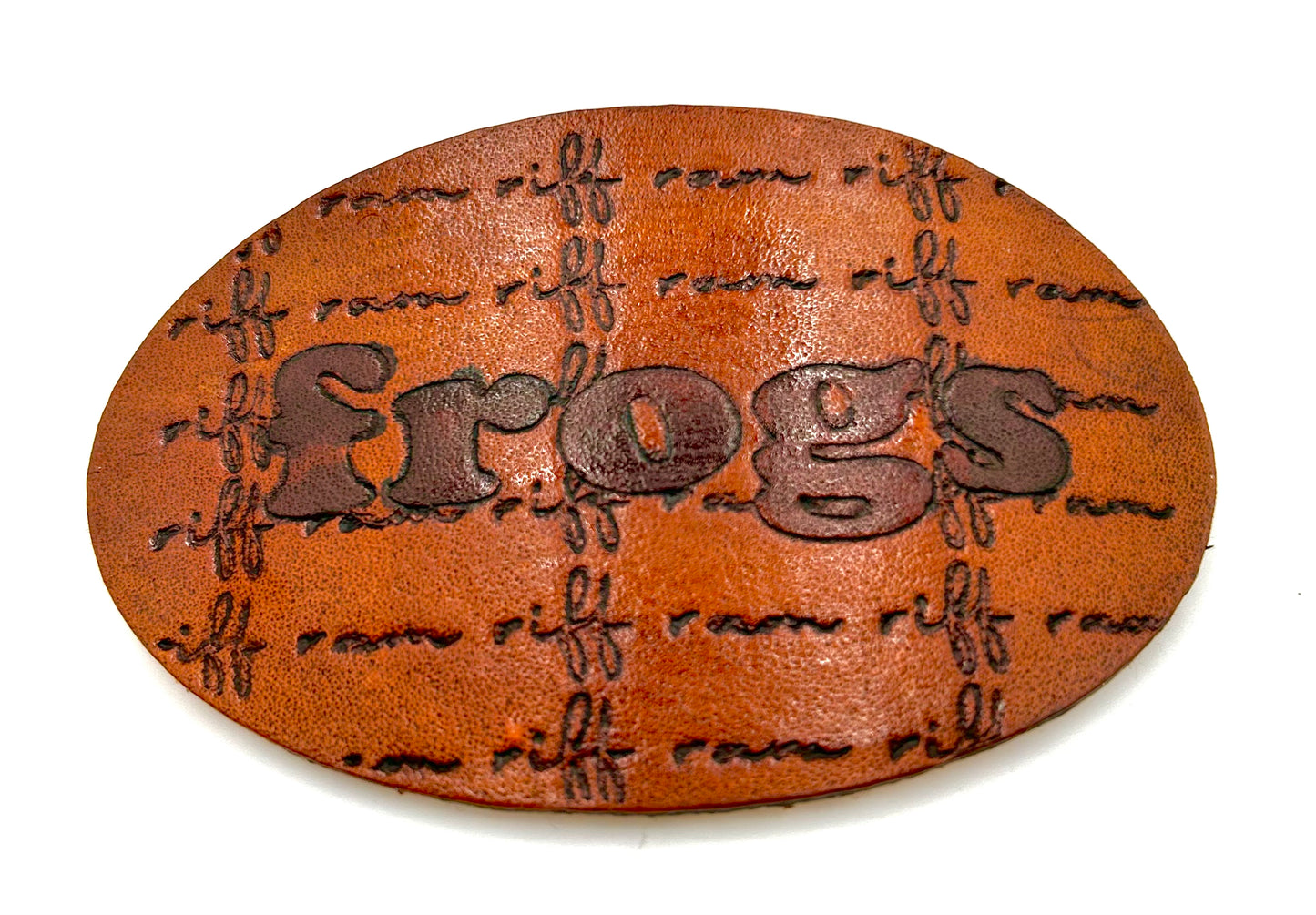 Engraved Leather Hair Clip- Frogs