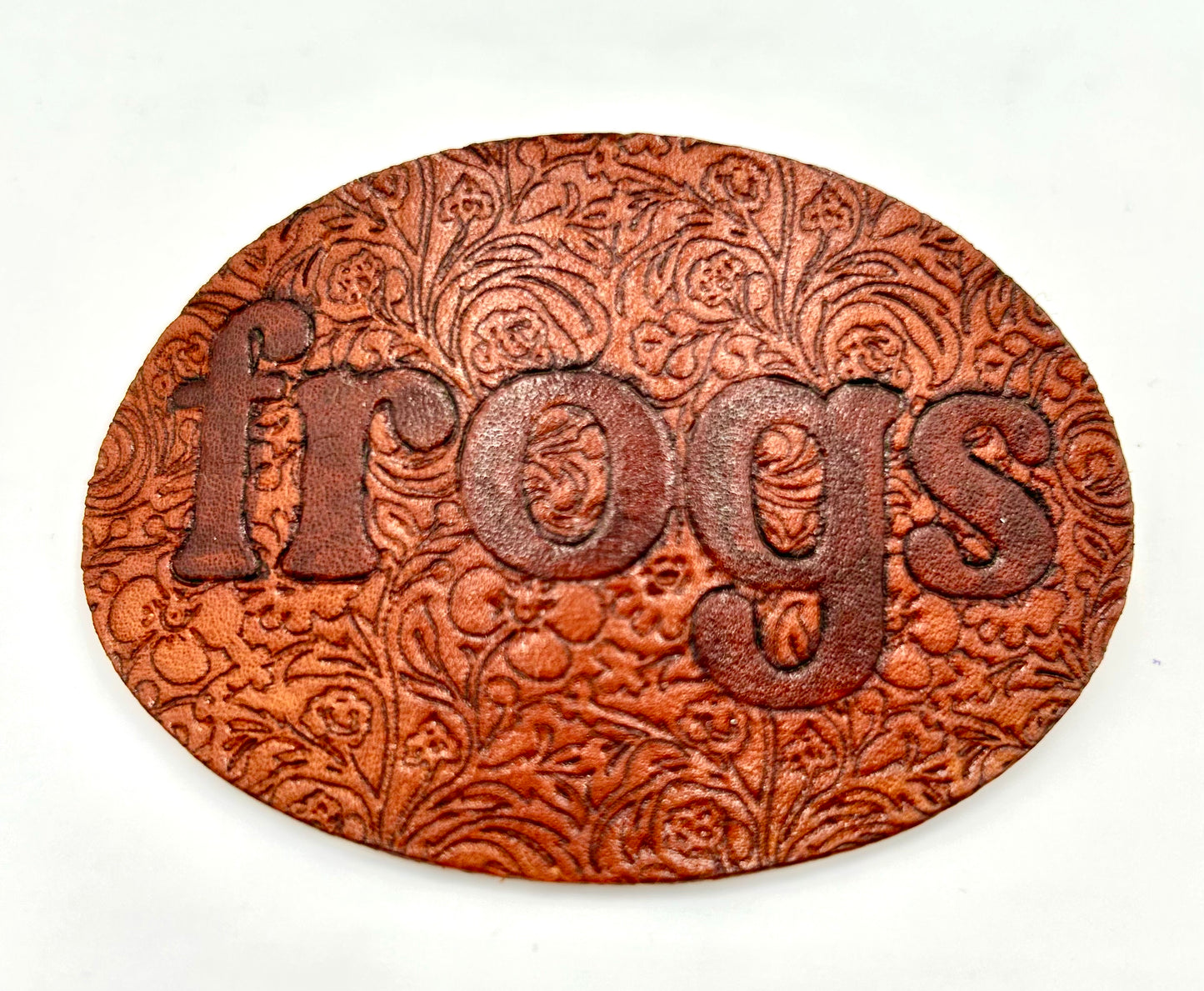 Engraved Leather Hair Clip- Frogs Block