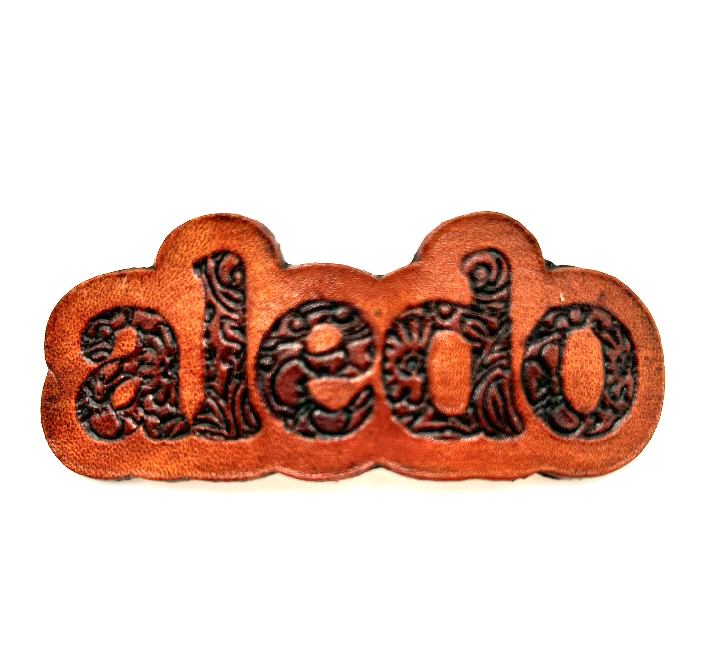 Engraved Leather Hair Clip- Shaped Aledo